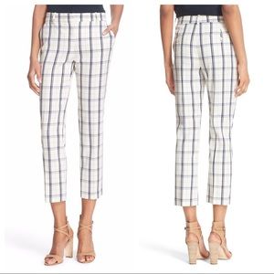 Theory Treeca Check Stretch Wool Blend Crop Pant